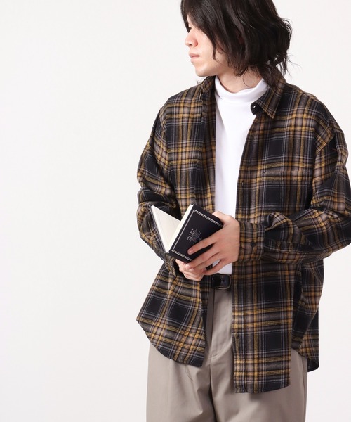 Limited Line Naive Magic(リミテッドラインナイーブマジック)の「レトロ ネルチェック レギュラーカラー オーバーシャツ(シャツ/ブラウス・メンズ・ホワイト/ブラック/ベージュ/レッド/イエロー/グリーン/グレー/ホワイト系その他/ブラック系その他3/ブラック系その他/ブラック系その他2/ネイビー・M/L)」の22枚目の写真