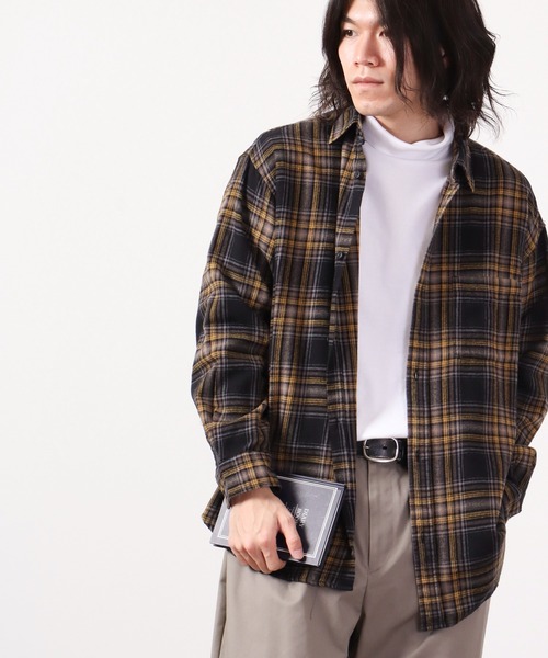 Limited Line Naive Magic(リミテッドラインナイーブマジック)の「レトロ ネルチェック レギュラーカラー オーバーシャツ(シャツ/ブラウス・メンズ・ホワイト/ブラック/ベージュ/レッド/イエロー/グリーン/グレー/ホワイト系その他/ブラック系その他3/ブラック系その他/ブラック系その他2/ネイビー・M/L)」の21枚目の写真