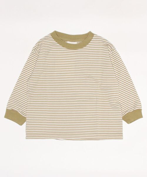 GROOVY COLORS(グルービーカラーズ)の「天竺ボーダー 長袖 Tシャツ(Tシャツ/カットソー・キッズ・ライトカーキ/レッド/ブラック・110/100/120/90)」の5枚目の写真