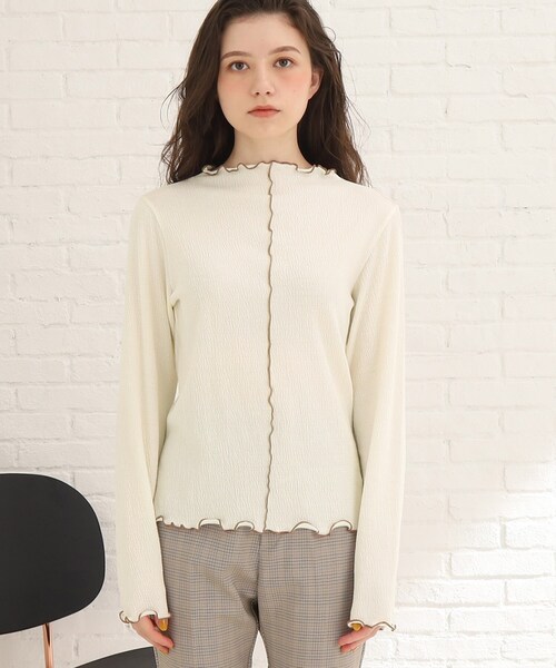 Cutie Blonde(キューティーブロンド)の「◆【1枚でも映える】配色メロウトップス(Tシャツ/カットソー・レディース・ブラック/ダークブラウン/ホワイト系・02/03/01)」の17枚目の写真