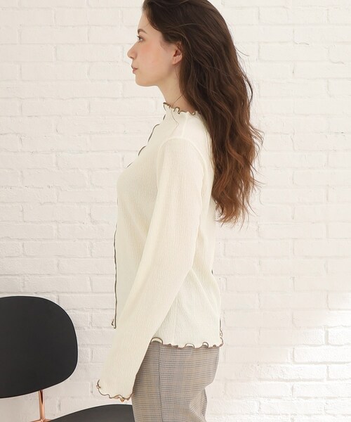 Cutie Blonde(キューティーブロンド)の「◆【1枚でも映える】配色メロウトップス(Tシャツ/カットソー・レディース・ブラック/ダークブラウン/ホワイト系・02/03/01)」の13枚目の写真