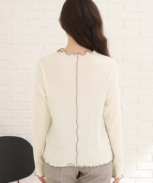 Cutie Blonde(キューティーブロンド)の「◆【1枚でも映える】配色メロウトップス(Tシャツ/カットソー・レディース・ブラック/ダークブラウン/ホワイト系・02/03/01)」の10枚目の写真