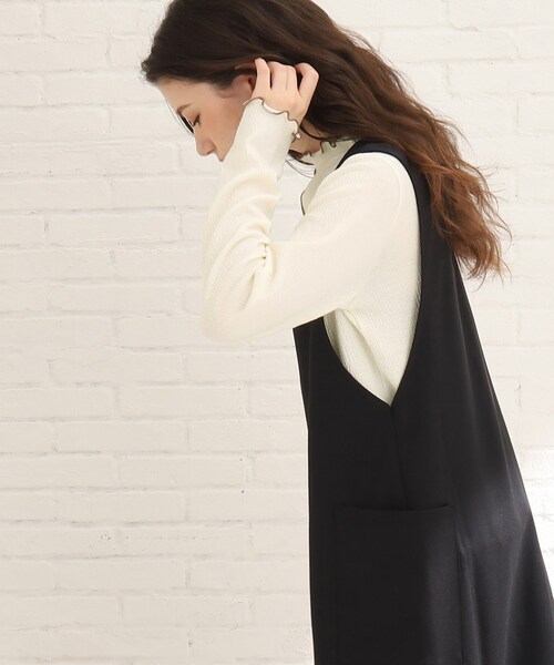 Cutie Blonde(キューティーブロンド)の「◆【1枚でも映える】配色メロウトップス(Tシャツ/カットソー・レディース・ブラック/ダークブラウン/ホワイト系・02/03/01)」の9枚目の写真