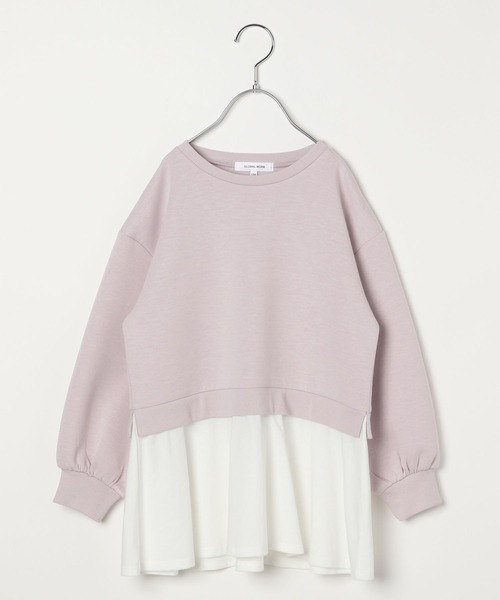 GLOBAL WORK(グローバルワーク)の「ライトクッションレイヤードプルオーバー/157722(スウェット・キッズ・サックスブルー/グレイッシュベージュ/ピンク/パープル・110cm/150cm/120cm/140cm/160cm/100cm/130cm)」の4枚目の写真