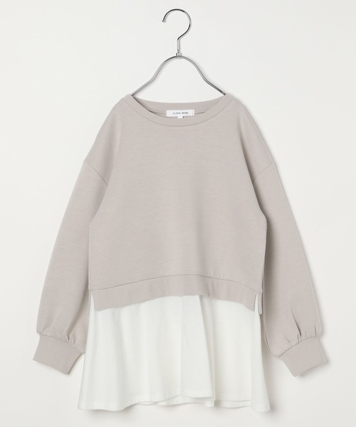 GLOBAL WORK(グローバルワーク)の「ライトクッションレイヤードプルオーバー/157722(スウェット・キッズ・サックスブルー/グレイッシュベージュ/ピンク/パープル・110cm/150cm/120cm/140cm/160cm/100cm/130cm)」の2枚目の写真