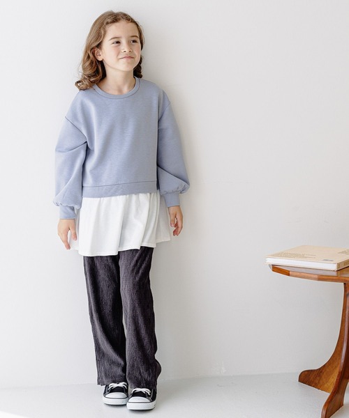 GLOBAL WORK(グローバルワーク)の「ライトクッションレイヤードプルオーバー/157722(スウェット・キッズ・サックスブルー/グレイッシュベージュ/ピンク/パープル・110cm/150cm/120cm/140cm/160cm/100cm/130cm)」の14枚目の写真