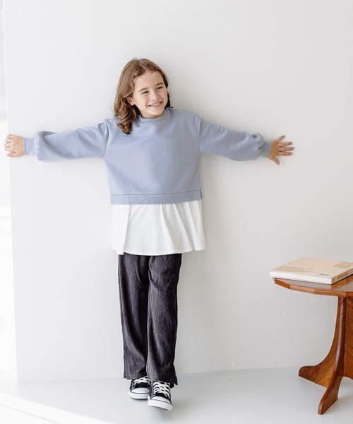 GLOBAL WORK(グローバルワーク)の「ライトクッションレイヤードプルオーバー/157722(スウェット・キッズ・サックスブルー/グレイッシュベージュ/ピンク/パープル・110cm/150cm/120cm/140cm/160cm/100cm/130cm)」の15枚目の写真