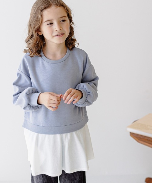 GLOBAL WORK(グローバルワーク)の「ライトクッションレイヤードプルオーバー/157722(スウェット・キッズ・サックスブルー/グレイッシュベージュ/ピンク/パープル・110cm/150cm/120cm/140cm/160cm/100cm/130cm)」の19枚目の写真