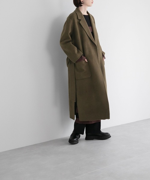 yuw WOOL RIVER BIG COAT チェスターコート　ロング　ベルト yuw（ユウ）の「ウールリバーBIGコート 169309（チェスター