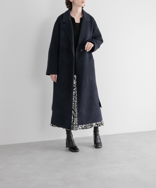 yuw WOOL RIVER BIG COAT チェスターコート　ロング　ベルト yuw（ユウ）の「ウールリバーBIGコート 169309（チェスター