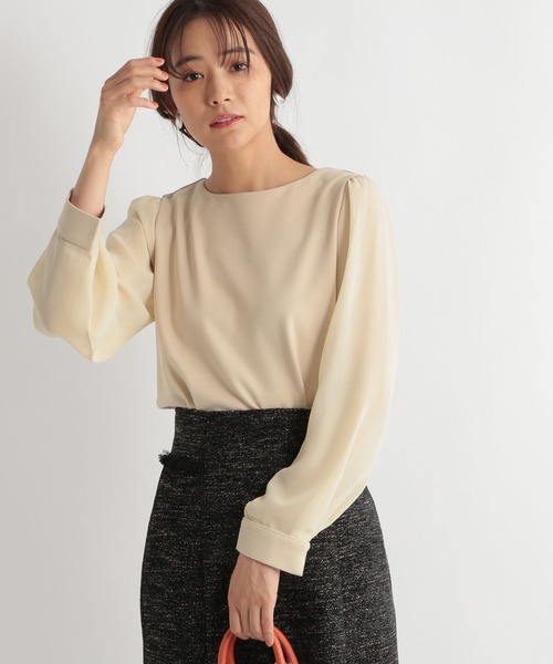 Andemiu（アンデミュウ）の「ソデフハクボートネックカットソー167391（Tシャツ/カットソー・レディース・ブラック/ベージュ/ブルー/ボルドー・FREE）」の18枚目の写真