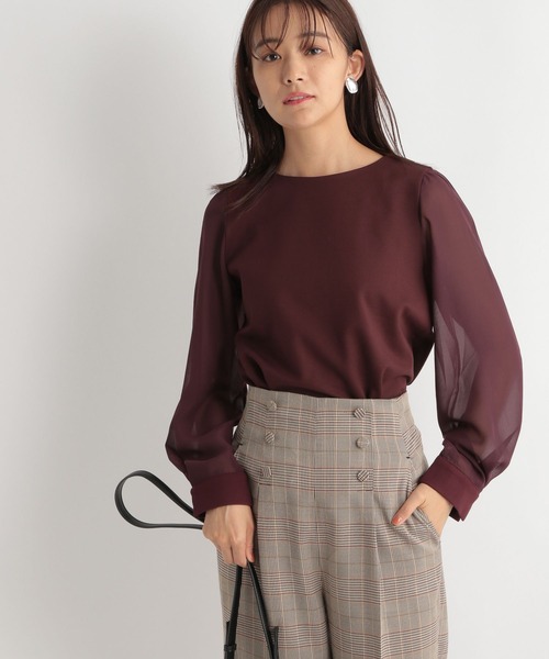 Andemiu（アンデミュウ）の「ソデフハクボートネックカットソー167391（Tシャツ/カットソー・レディース・ブラック/ベージュ/ブルー/ボルドー・FREE）」の16枚目の写真