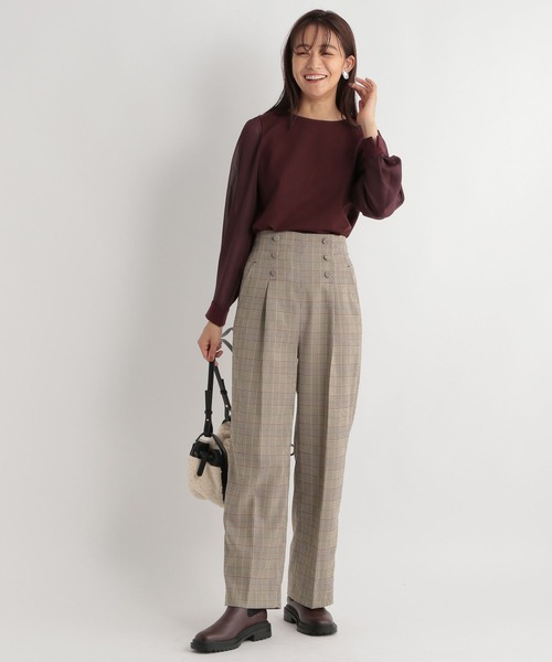 Andemiu（アンデミュウ）の「ソデフハクボートネックカットソー167391（Tシャツ/カットソー・レディース・ブラック/ベージュ/ブルー/ボルドー・FREE）」の11枚目の写真