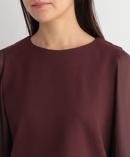 Andemiu（アンデミュウ）の「ソデフハクボートネックカットソー167391（Tシャツ/カットソー・レディース・ブラック/ベージュ/ブルー/ボルドー・FREE）」の14枚目の写真