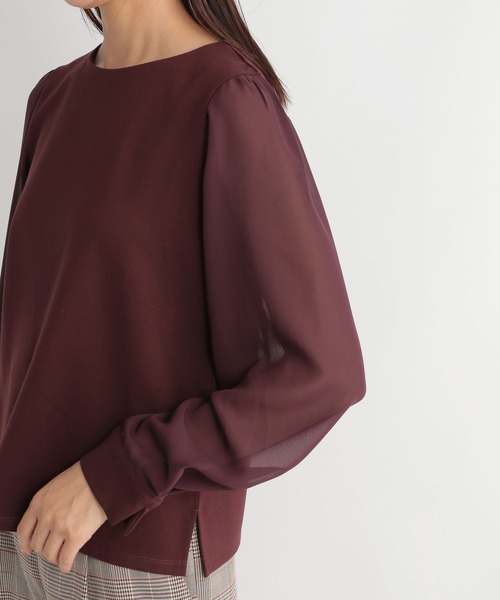 Andemiu（アンデミュウ）の「ソデフハクボートネックカットソー167391（Tシャツ/カットソー・レディース・ブラック/ベージュ/ブルー/ボルドー・FREE）」の17枚目の写真