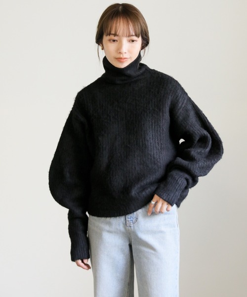 select MOCA（セレクトモカ）の「ボリュームスリーブタートル起毛ニット（ニット/セーター・レディース・ブラック/アイボリー/杢グレー・FREE）」の21枚目の写真