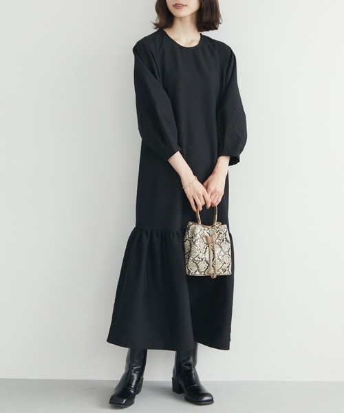 ELENCARE DUE（エレンカーレデュエ）の「・ELENCARE DUE バルーンスリーブワンピース（ワンピース・レディース・カーキ/ベージュ/ブラック・FREE）」の2枚目の写真