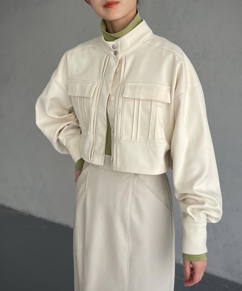 &g'aime(アンジェム)の「【&g’aime】ショート丈CPOジャケット(ブルゾン・レディース・ブラック/カーキ/アイボリー・FREE)」の7枚目の写真