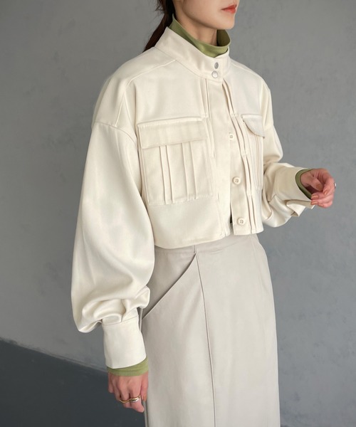 &g'aime(アンジェム)の「【&g’aime】ショート丈CPOジャケット(ブルゾン・レディース・ブラック/カーキ/アイボリー・FREE)」の6枚目の写真