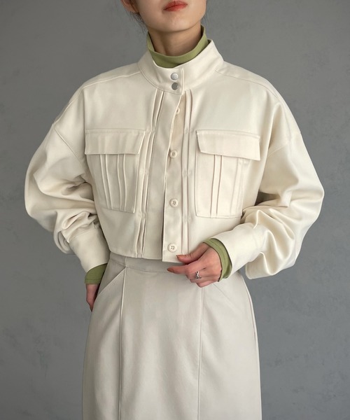 &g'aime(アンジェム)の「【&g’aime】ショート丈CPOジャケット(ブルゾン・レディース・ブラック/カーキ/アイボリー・FREE)」の5枚目の写真