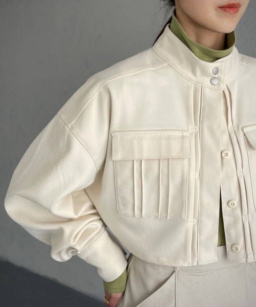 &g'aime(アンジェム)の「【&g’aime】ショート丈CPOジャケット(ブルゾン・レディース・ブラック/カーキ/アイボリー・FREE)」の8枚目の写真