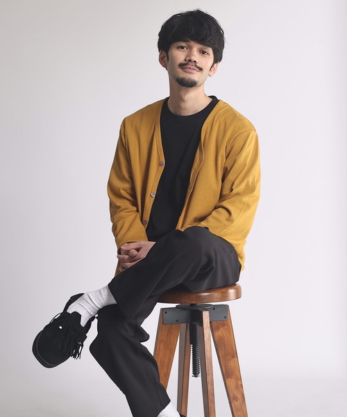 WOODENDOLL(ウッディンドール)の「【WEB限定】ON OFF対応 コットン フライス カーディガン 春 夏 秋 冬 オールシーズン メンズ レディース きれいめ(カーディガン/ボレロ・メンズ・ダークグレー/ネイビー/マスタード/コバルトブルー/ブラウン/ブラック/オリーブ/グレー・S/M/L/LL/3L/4L/5L)」の8枚目の写真