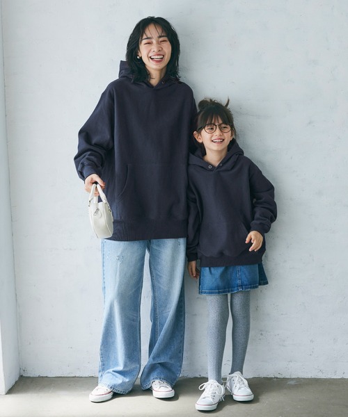 coca（coca）（コカ）の「【WEB限定セール】キッズ 親子お揃い裏起毛フーディー（スウェット・キッズ・ブルー/グレー/チャコールグレー/ブラック/ライトグレー/ネイビー/アイボリー・100/110/120/130/140）」の13枚目の写真