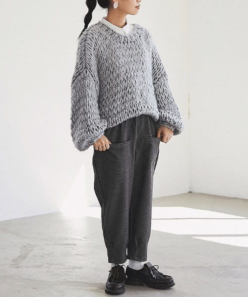 and R（アンドアール）の「ざっくり編みビッグニット（ニット/セーター・レディース・グレー・FREE）」の12枚目の写真
