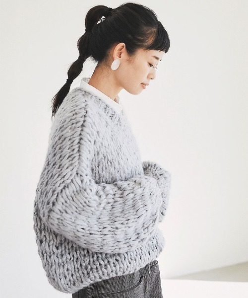 and R（アンドアール）の「ざっくり編みビッグニット（ニット/セーター・レディース・グレー・FREE）」の6枚目の写真