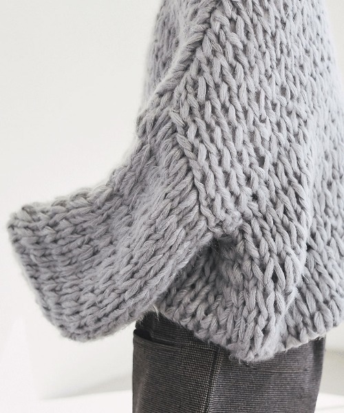 and R（アンドアール）の「ざっくり編みビッグニット（ニット/セーター・レディース・グレー・FREE）」の5枚目の写真
