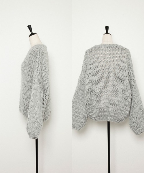 and R（アンドアール）の「ざっくり編みビッグニット（ニット/セーター・レディース・グレー・FREE）」の15枚目の写真