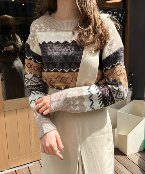 Ambre Ciel（アンブルシエル）の「ノルディックニット／【WEB/EC限定商品】（ニット/セーター・レディース・オフホワイト/グレー/ベージュ・FREE）」の3枚目の写真