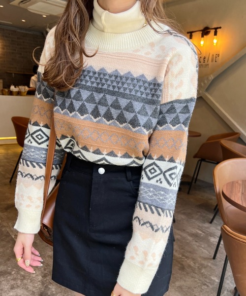 Ambre Ciel（アンブルシエル）の「ノルディックニット／【WEB/EC限定商品】（ニット/セーター・レディース・オフホワイト/グレー/ベージュ・FREE）」の2枚目の写真