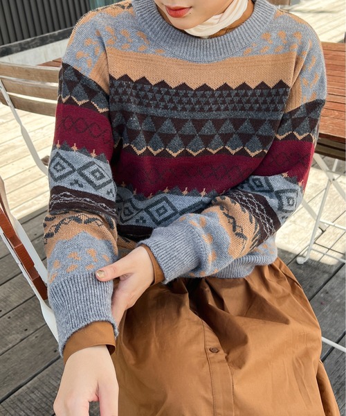 Ambre Ciel（アンブルシエル）の「ノルディックニット／【WEB/EC限定商品】（ニット/セーター・レディース・オフホワイト/グレー/ベージュ・FREE）」の7枚目の写真