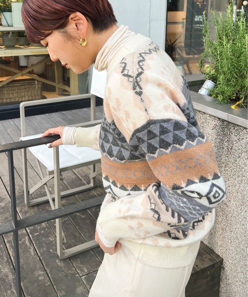 Ambre Ciel（アンブルシエル）の「ノルディックニット／【WEB/EC限定商品】（ニット/セーター・レディース・オフホワイト/グレー/ベージュ・FREE）」の6枚目の写真