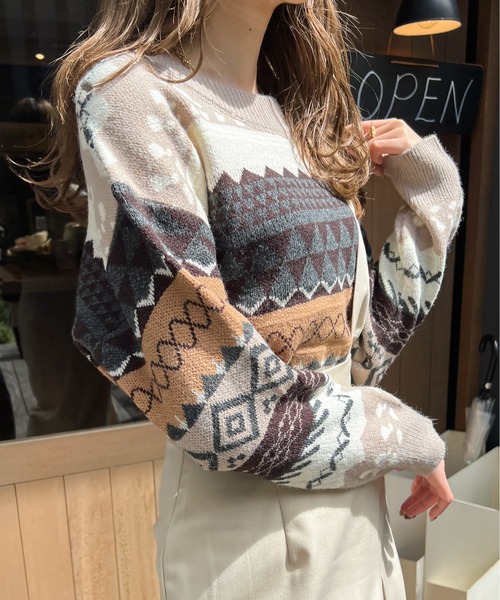 Ambre Ciel（アンブルシエル）の「ノルディックニット／【WEB/EC限定商品】（ニット/セーター・レディース・オフホワイト/グレー/ベージュ・FREE）」の11枚目の写真