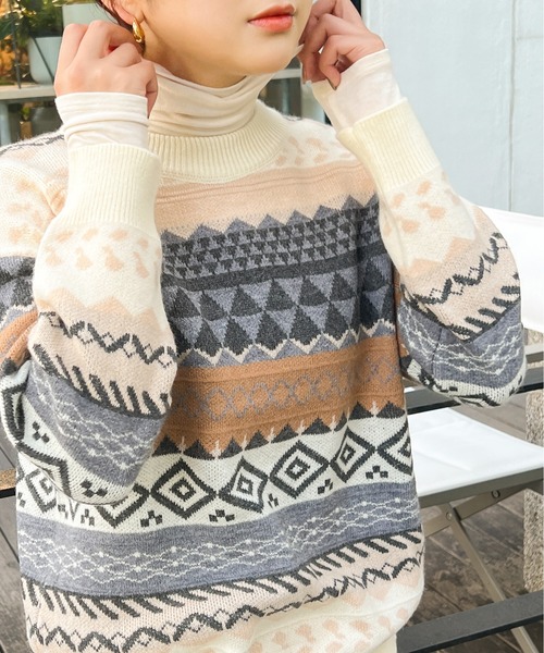 Ambre Ciel（アンブルシエル）の「ノルディックニット／【WEB/EC限定商品】（ニット/セーター・レディース・オフホワイト/グレー/ベージュ・FREE）」の15枚目の写真