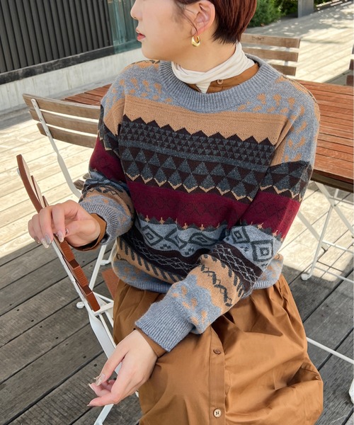 Ambre Ciel（アンブルシエル）の「ノルディックニット／【WEB/EC限定商品】（ニット/セーター・レディース・オフホワイト/グレー/ベージュ・FREE）」の14枚目の写真