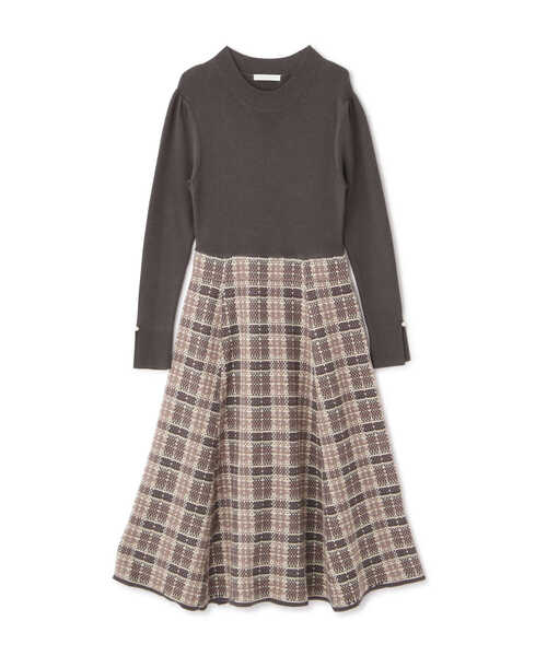 PROPORTION BODY DRESSING（プロポーションボディドレッシング）の「チェックドッキングニットワンピース / 1212240025（ワンピース・レディース・ダークグレー/オフホワイト/グレー・MEDIUM/SMALL）」の21枚目の写真