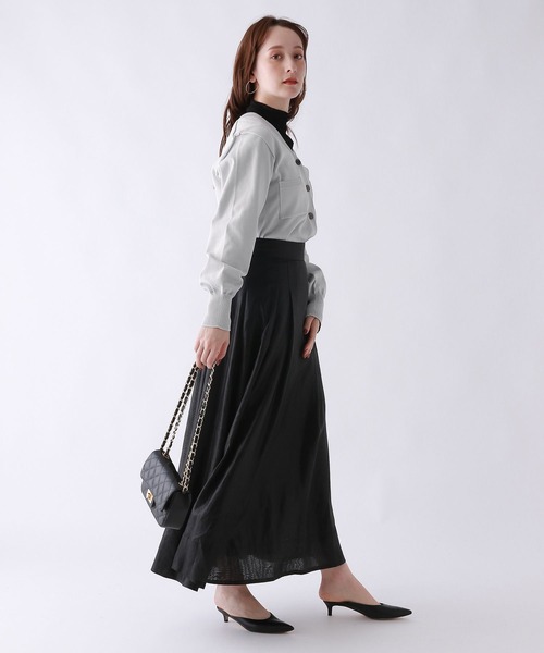 BABYLONE(バビロン)の「高橋夏果さんコラボアイテム / ホールガーメントフレアニット(カーディガン/ボレロ・レディース・ダークネイビー/ライトグレー・フリー)」の4枚目の写真