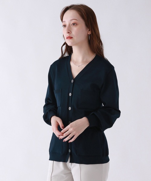 BABYLONE(バビロン)の「高橋夏果さんコラボアイテム / ホールガーメントフレアニット(カーディガン/ボレロ・レディース・ダークネイビー/ライトグレー・フリー)」の12枚目の写真