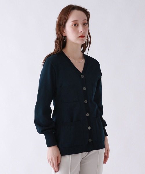 BABYLONE(バビロン)の「高橋夏果さんコラボアイテム / ホールガーメントフレアニット(カーディガン/ボレロ・レディース・ダークネイビー/ライトグレー・フリー)」の13枚目の写真