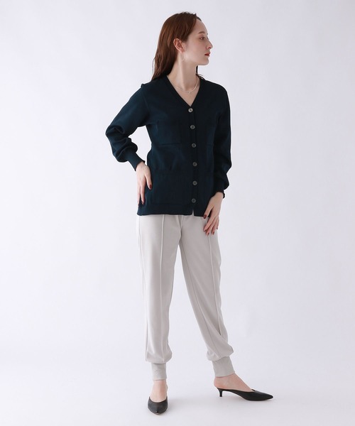 BABYLONE(バビロン)の「高橋夏果さんコラボアイテム / ホールガーメントフレアニット(カーディガン/ボレロ・レディース・ダークネイビー/ライトグレー・フリー)」の10枚目の写真