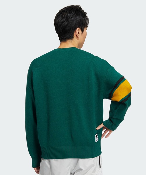 adidas 緑色 クルーネックセーター L 韓国人気 [アディダス] 男女兼用クルーネックセーター GREEN