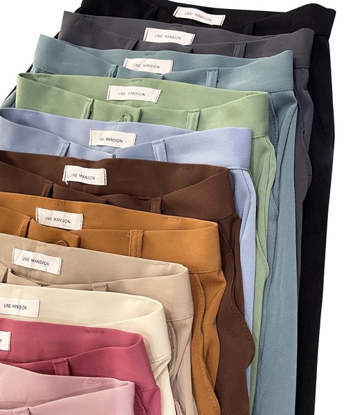 UNE MANSION(ユヌマンション)の「【低身長 / 高身長用 サイズ&丈が選べるスラックス , 男女兼用/UNISEX】】【 12color / 3size/ 3lengths 】【 足長効果あり】ベーシックワイドスラックス(スラックス・レディース・ダークグレー/ブラック/ライトグレー/ブラウン/スモークピンク/ライトブラウン/ピンク系その他/ベージュ/ライトベージュ/ダークブルー/ミント/ダークグリーン/グリーン系その他/グリーン系その他2/ブルー系その他・L-Long/L-Regular/L-Short/M-Long/M-Regular/M-Short/S-Long/S-Regular/S-Short)」の13枚目の写真