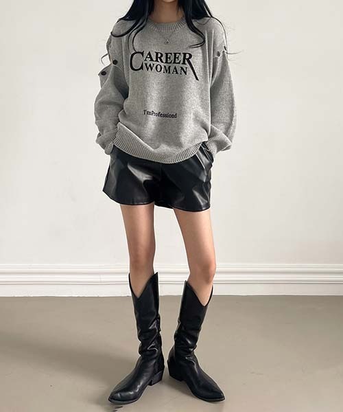 BEIDELLI（ベイデリー）の「[BELLIDE MADE] ウエストゴムフェイクレザーショートパンツ（その他パンツ・レディース・ベージュ/ブラック・FREE）」の8枚目の写真