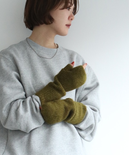 notch.（ノッチ）の「ウール混アームウォーマー（手袋・レディース・グリーン/ライトグレー/ブルー・ONESIZE）」の3枚目の写真