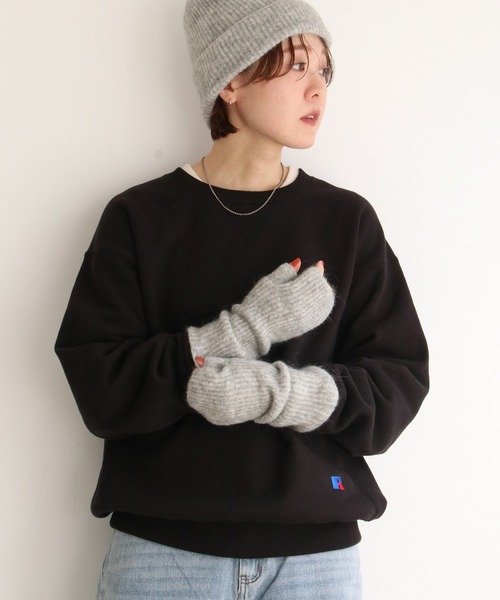 notch.（ノッチ）の「ウール混アームウォーマー（手袋・レディース・グリーン/ライトグレー/ブルー・ONESIZE）」の2枚目の写真