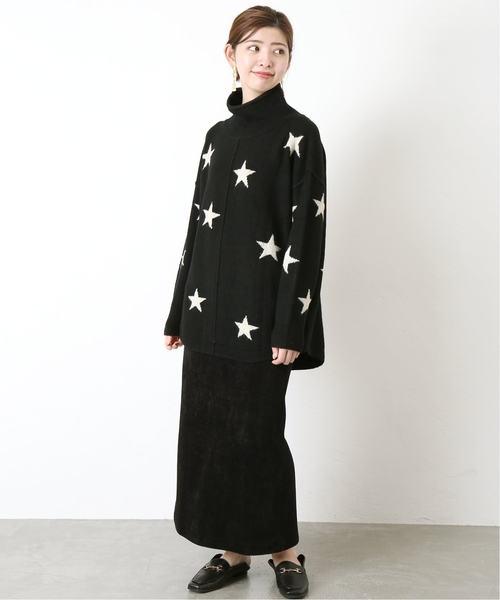 B.C STOCK（ベーセーストック）の「≪WEB限定≫ 星柄ニット プルオーバー*（ニット/セーター・レディース・ベージュ/ブラック/チャコールグレー・FREE）」の5枚目の写真