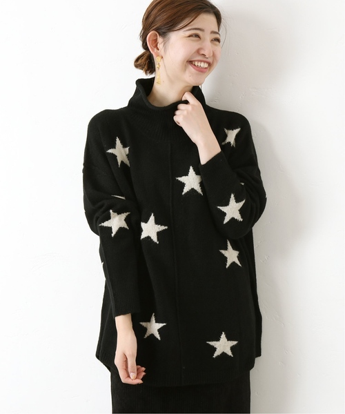 B.C STOCK（ベーセーストック）の「≪WEB限定≫ 星柄ニット プルオーバー*（ニット/セーター・レディース・ベージュ/ブラック/チャコールグレー・FREE）」の6枚目の写真